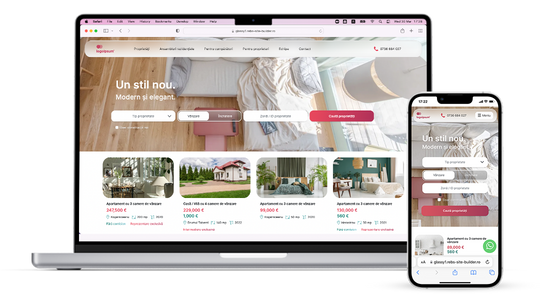 Site agentie agentie imobiliara responsive pe telefon si pe ecran de laptop