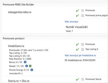 Promovare pe portaluri imobiliare din interfata CRM REBS