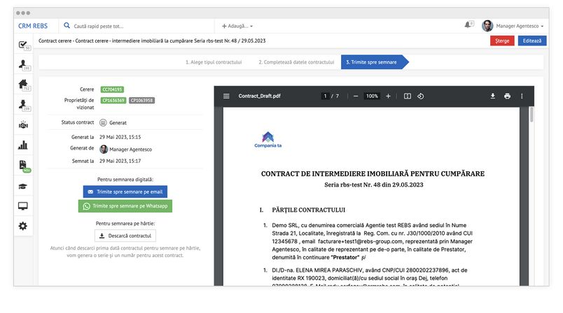 Generare de contracte pentru agentii imobiliare, semnare digitala contracte agentie imobiliara