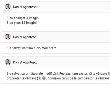 Istoric complet modificari in interfata CRM REBS